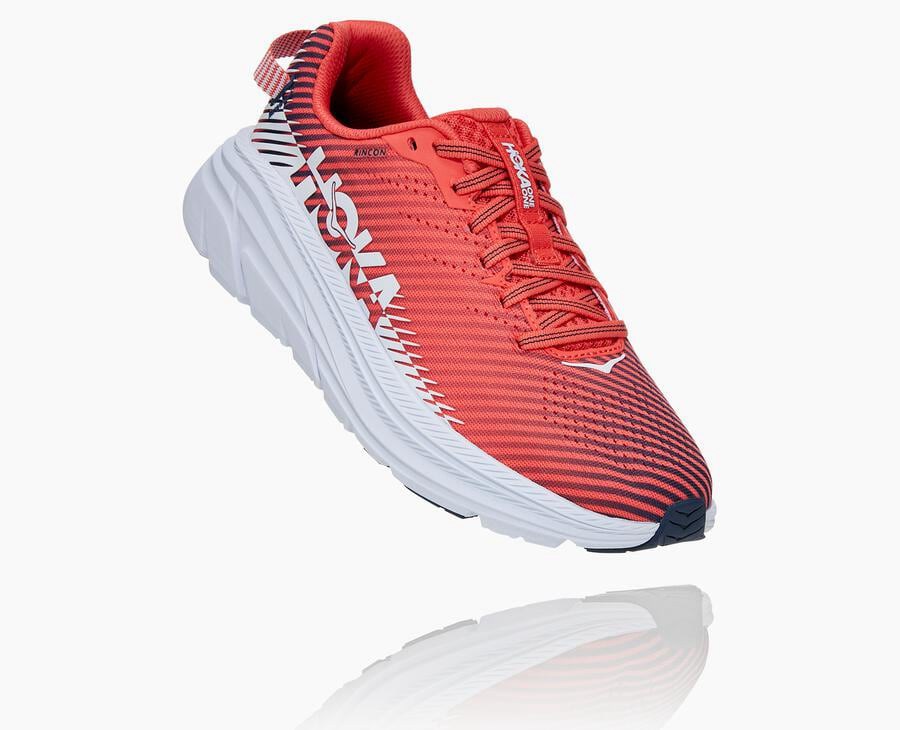 Hoka One One Womens Running Shoes - Rincon 2 - Red/White - MJYC10762